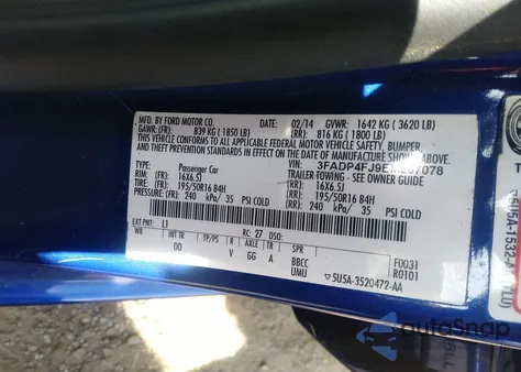 2014 Ford Fiesta Titanium from USA, damaged, VIN 3FADP4FJ9EM207078